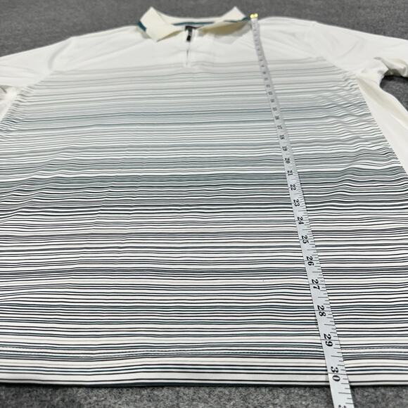 Greg Norman Tasso Elba PlayDry White Striped Quarter Zip Polo Shirt Size XL - Picture 5 of 7